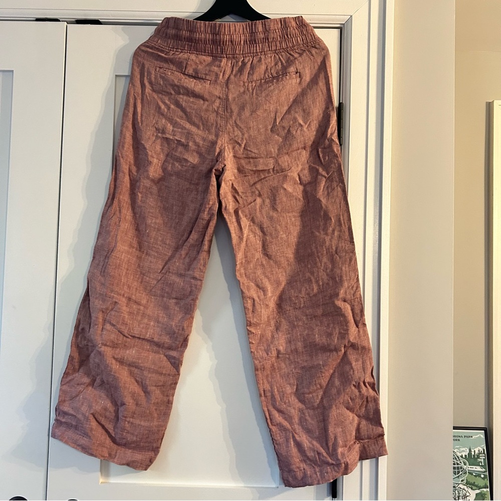Athleta Women's Pants Cabo Linen Wide Leg Pant Red size 6 - Picture 3 of 4
